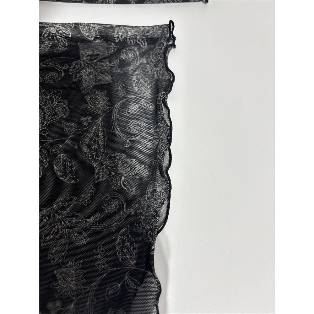 VTG Aeropostale Black Sheer Mesh Lace Long Sleeve Floral Top Small Whimsigoth - Picture 8 of 8